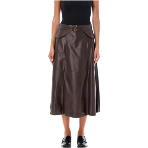 Leather Midi Skirt Godet Style , female, Sizes: XS - Ralph Lauren - Modalova