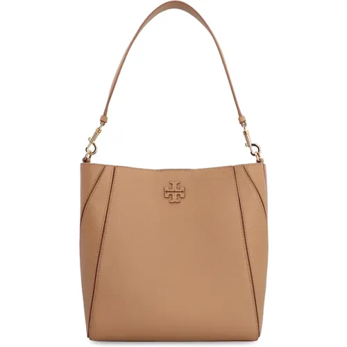 Leder Eimer Tasche mit Metallverschluss , Damen, Größe: ONE Size - TORY BURCH - Modalova