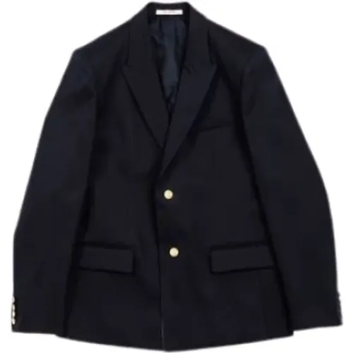 Classic dark navy jacket with two gold buttons , male, Sizes: M, XL - Valentino - Modalova