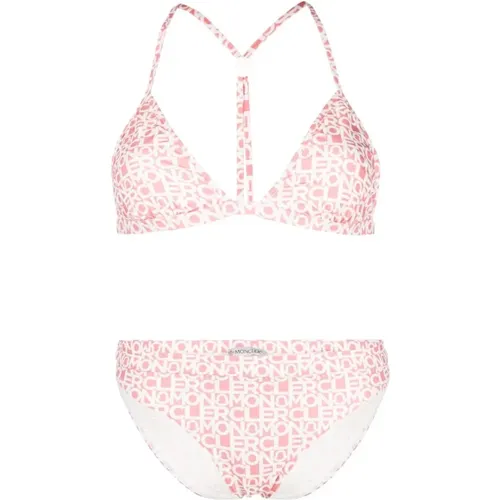 Cross Over Bikini with White Logo Print , female, Sizes: XS, L - Moncler - Modalova