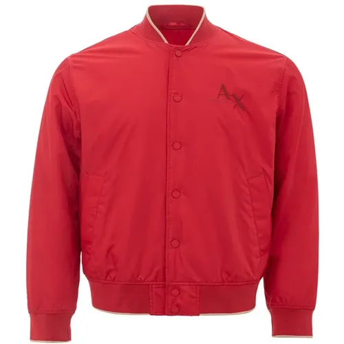 Luxuriöse Rote Polyesterjacke für Männer , Herren, Größe: M - Armani Exchange - Modalova