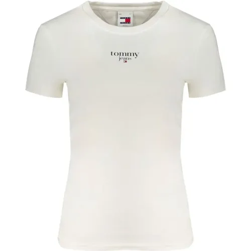 Weiße Baumwolltops & T-Shirt , Damen, Größe: L - Tommy Hilfiger - Modalova