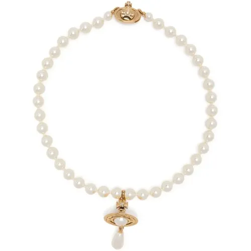 Perlen Choker Halskette Gold , unisex, Größe: ONE Size - Vivienne Westwood - Modalova