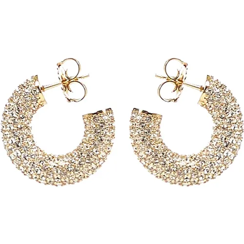 Goldene Bijoux Ohrringe mit weißen Kristallen , Damen, Größe: ONE Size - Amina Muaddi - Modalova