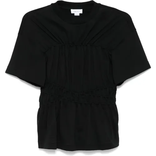 Schwarzes Jersey T-Shirt mit Rundhalsausschnitt , Damen, Größe: 2XS - alexander mcqueen - Modalova