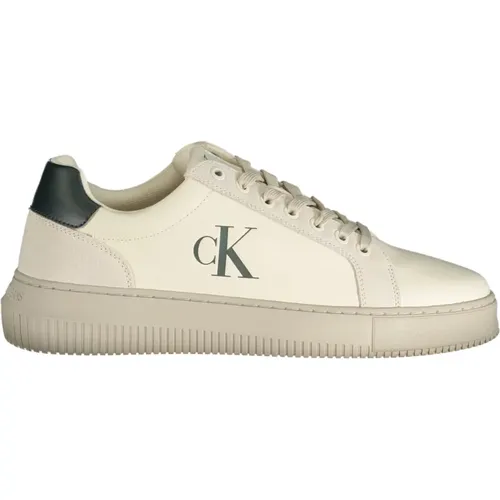 Sportliche weiße Sneaker mit Druck und Logo , Herren, Größe: 43 EU - Calvin Klein - Modalova