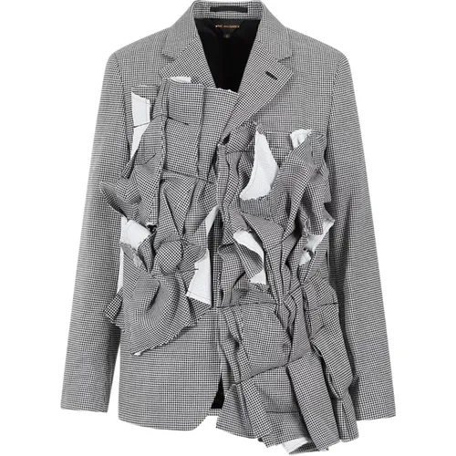 Grey Wool Jacket Asymmetric Style , female, Sizes: S - Comme des Garçons - Modalova