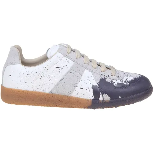 Weiße/Graue Kalbsleder Sneakers , Damen, Größe: 39 EU - Maison Margiela - Modalova