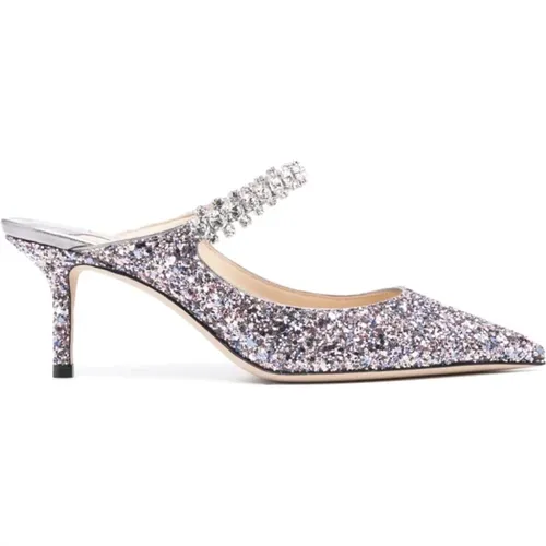 Silver Glitter Pointed Toe Flat Shoes , female, Sizes: 4 1/2 UK, 5 1/2 UK, 3 1/2 UK - Jimmy Choo - Modalova
