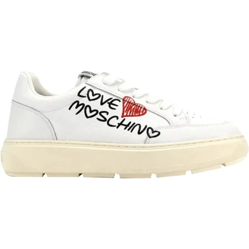 Weiße Sneakers für Frauen , Damen, Größe: 36 EU - Moschino - Modalova