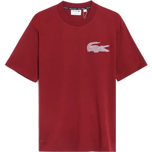 Eco-Friendly Cotton T-Shirt with Embroidered Crocodile , male, Sizes: XL - Lacoste - Modalova