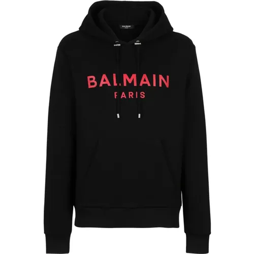 Cotton sweatshirt with Paris logo print , male, Sizes: S, L, M, 2XL - Balmain - Modalova