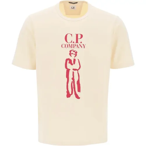 Britisches Matrosenlogo Print T-Shirt , Herren, Größe: S - C.P. Company - Modalova