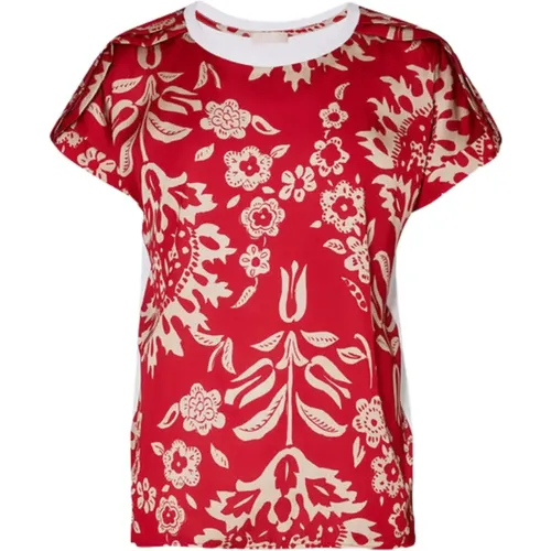Rote Bimateriale Fantasy T-shirts und Polos , Damen, Größe: L - Liu Jo - Modalova
