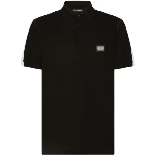 Short Sleeve Cotton Polo Shirt with Metal Logo , male, Sizes: L, 2XL, XL, M - Dolce & Gabbana - Modalova