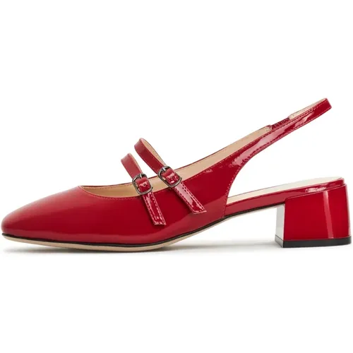 Rote Slingback Blockabsatz Pumps - Cesare Gaspari - Modalova