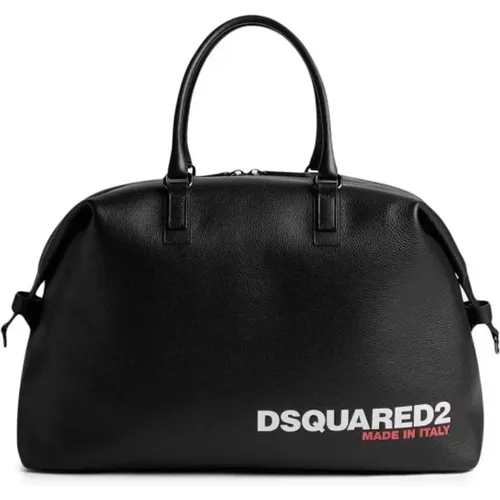 Grained Tote Bag with Logo Print , female, Sizes: ONE SIZE - Dsquared2 - Modalova