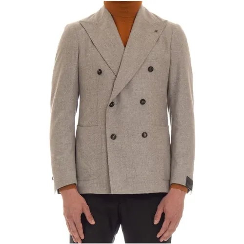 Double-breasted jacket with wide lapels , male, Sizes: L, XL, 2XL - Tagliatore - Modalova