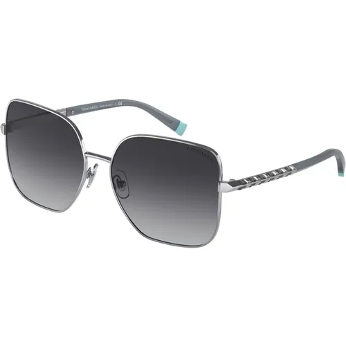 Silver Black/Grey Shaded Sunglasses , female, Sizes: 60 MM - Tiffany - Modalova