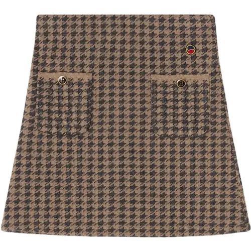 Minea Dogtooth Skirt Salty Caramel/Antracite , female, Sizes: XS, XL, L - Busnel - Modalova