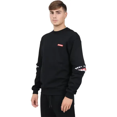 Schwarzer Crewneck Hidden Shark Pullover , Herren, Größe: L - SPRAYGROUND - Modalova