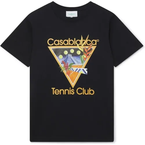 Tennis Club Icon Schwarzes T-Shirt - Casablanca - Modalova