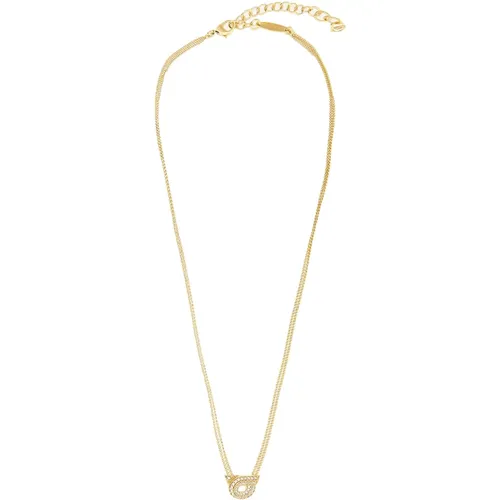 Goldenes Kristallanhänger Halskette , Damen, Größe: ONE Size - Salvatore Ferragamo - Modalova