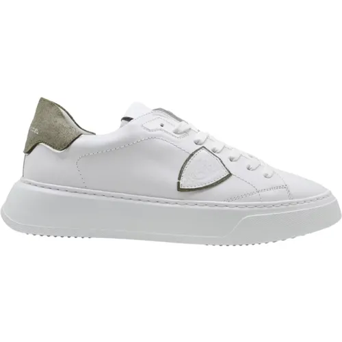 Sneakers Temple Veau Blanc Militaire , male, Sizes: 8 UK - Philippe Model - Modalova