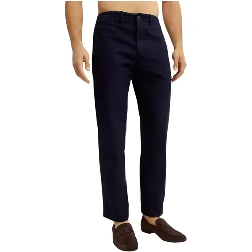 Navy Chino Pants , male, Sizes: W36, W34 - Fay - Modalova