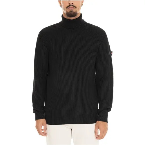 Gerippter Rollkragenpullover mit Armmarke , Herren, Größe: 2XL - Peuterey - Modalova