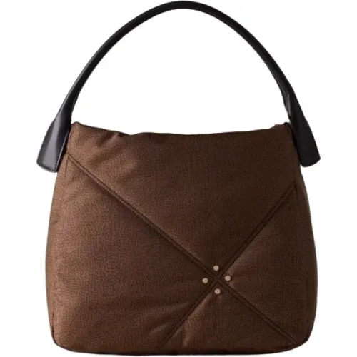 Diagonal Stitched Hobo Bag , female, Sizes: ONE SIZE - Borbonese - Modalova