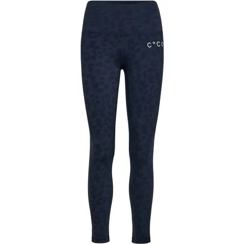 Leopard Print Leggings Navy , female, Sizes: S - Co'Couture - Modalova