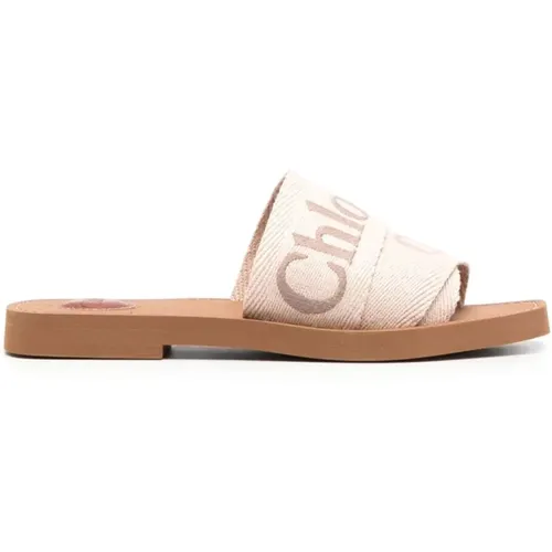 Embroidered Logo Block Heel Sandals , female, Sizes: 5 UK, 3 UK, 2 UK, 6 UK, 4 UK - Chloé - Modalova