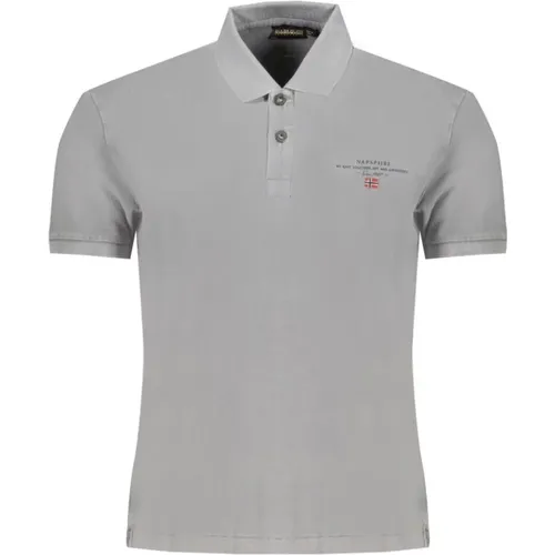 Grey Cotton Polo Shirt with Short Sleeves , male, Sizes: L, M, 2XL, XL, S - Napapijri - Modalova