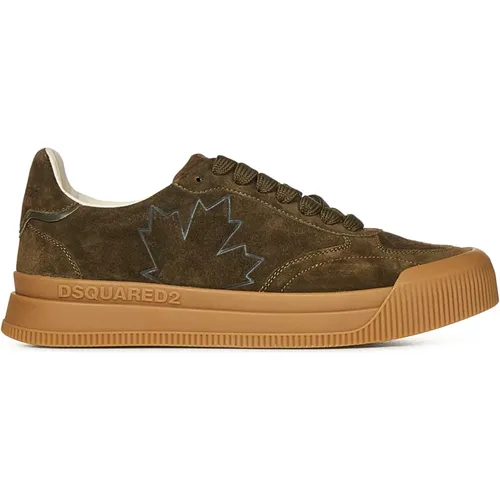 Grüne Sneakers mit Ahornblatt-Detail , Herren, Größe: 43 EU - Dsquared2 - Modalova