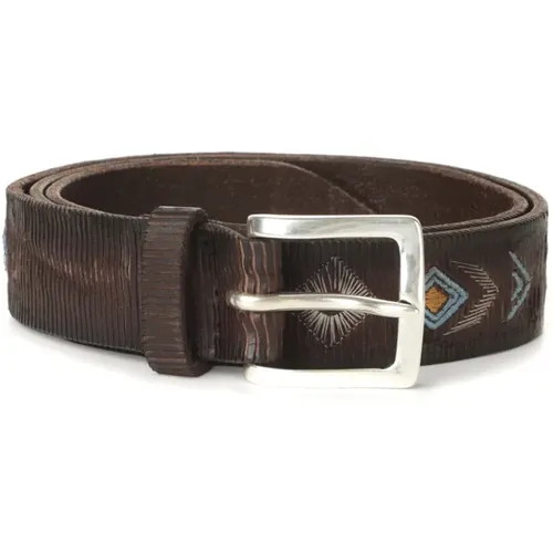 Geometric Fabric Belt Silver Buckle , male, Sizes: 90 CM, 105 CM - Orciani - Modalova