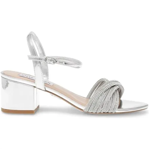 Silver Strappy Sandals , female, Sizes: 4 1/2 UK - Steve Madden - Modalova
