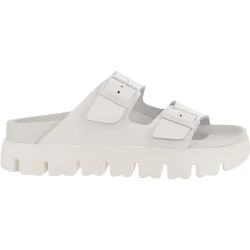 Weiße Leder Sandalen mit Verstellbaren Riemen , Damen, Größe: 38 EU - Birkenstock - Modalova