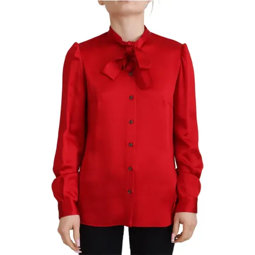 Rote Bluse mit Ascot-Kragen und langen Ärmeln - Dolce & Gabbana - Modalova