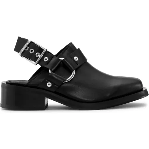 Leather Slingback Block Heel Shoes , female, Sizes: 7 UK, 4 UK, 5 UK, 6 UK - Ganni - Modalova