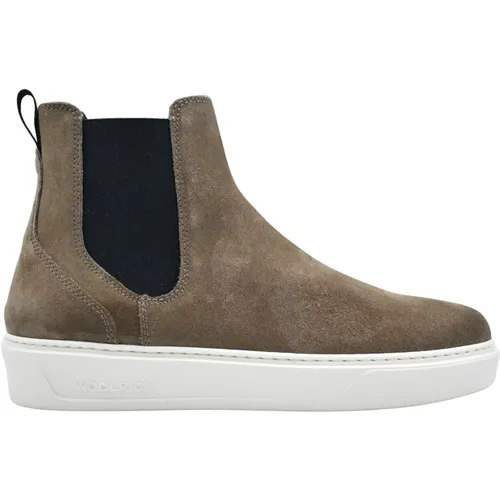 Klassische Chelsea Flache Schuhe Taupe , Herren, Größe: 41 EU - Woolrich - Modalova