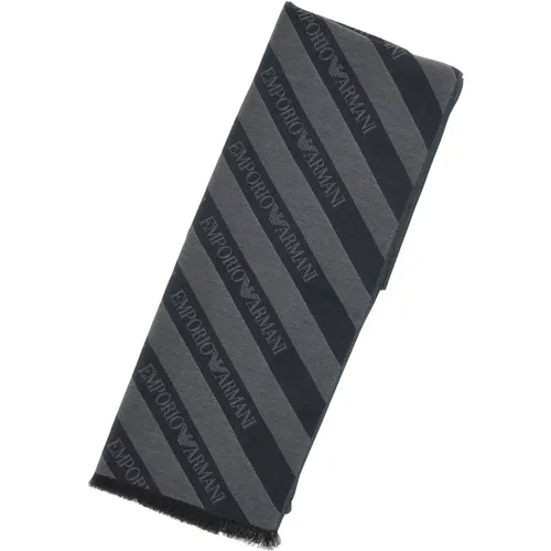 Logoed Bands Pashmina Scarf , male, Sizes: ONE SIZE - Emporio Armani - Modalova