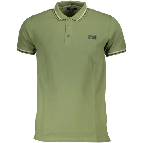 Grünes Baumwoll-Poloshirt mit Druck , Herren, Größe: XL - Cavalli Class - Modalova