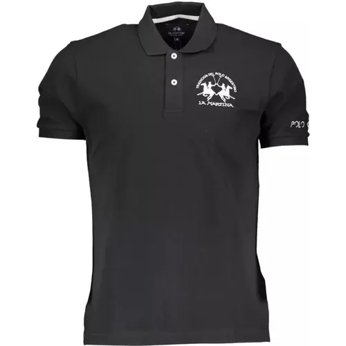 Schwarzes Baumwoll-Poloshirt mit Logo , Herren, Größe: L - LA MARTINA - Modalova