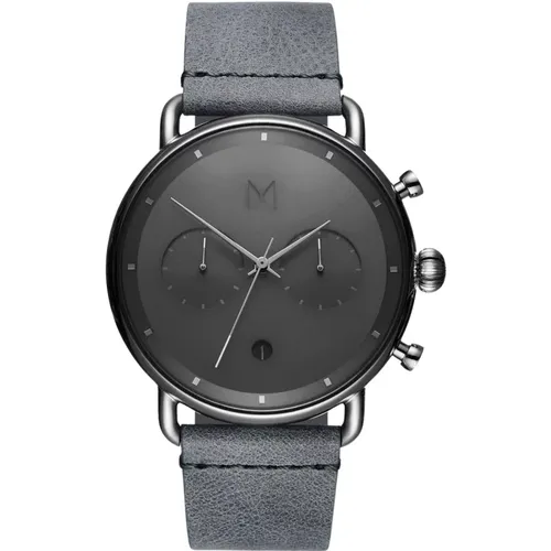 Grey Leather Quartz Watch , male, Sizes: ONE SIZE - Mvmt - Modalova