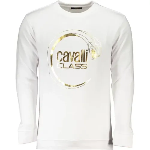 Logo Print Crewneck Sweatshirt Gebürstete Baumwolle - Cavalli Class - Modalova