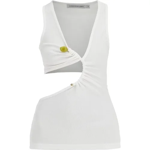 Stress-Relieving Sleeveless Ribbed Top , female, Sizes: 2XS, XS - Christopher Esber - Modalova