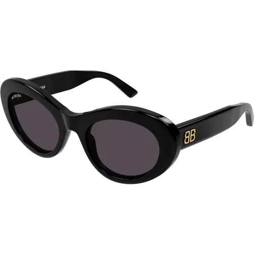 Schwarze/Graue Sonnenbrille , Damen, Größe: 55 MM - Balenciaga - Modalova