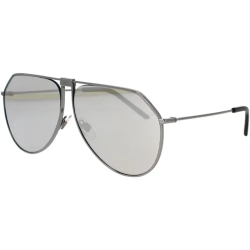 Gunmetal Grey Sunglasses with Light Grey Mirror Lenses , female, Sizes: ONE SIZE - Dolce & Gabbana - Modalova