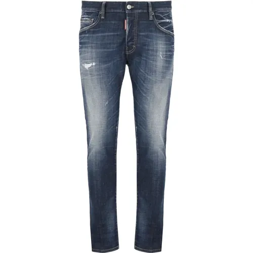 Blaue Zerrissene Baumwolljeans , Herren, Größe: S - Dsquared2 - Modalova